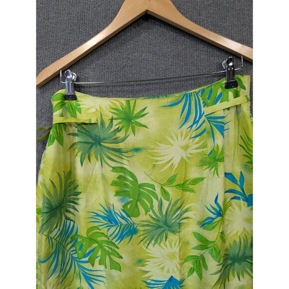 Worthington 100% Silk Wrap Skirt Women 14 Tropical Floral Maxi Midi Beach Cruise - Picture 10 of 13